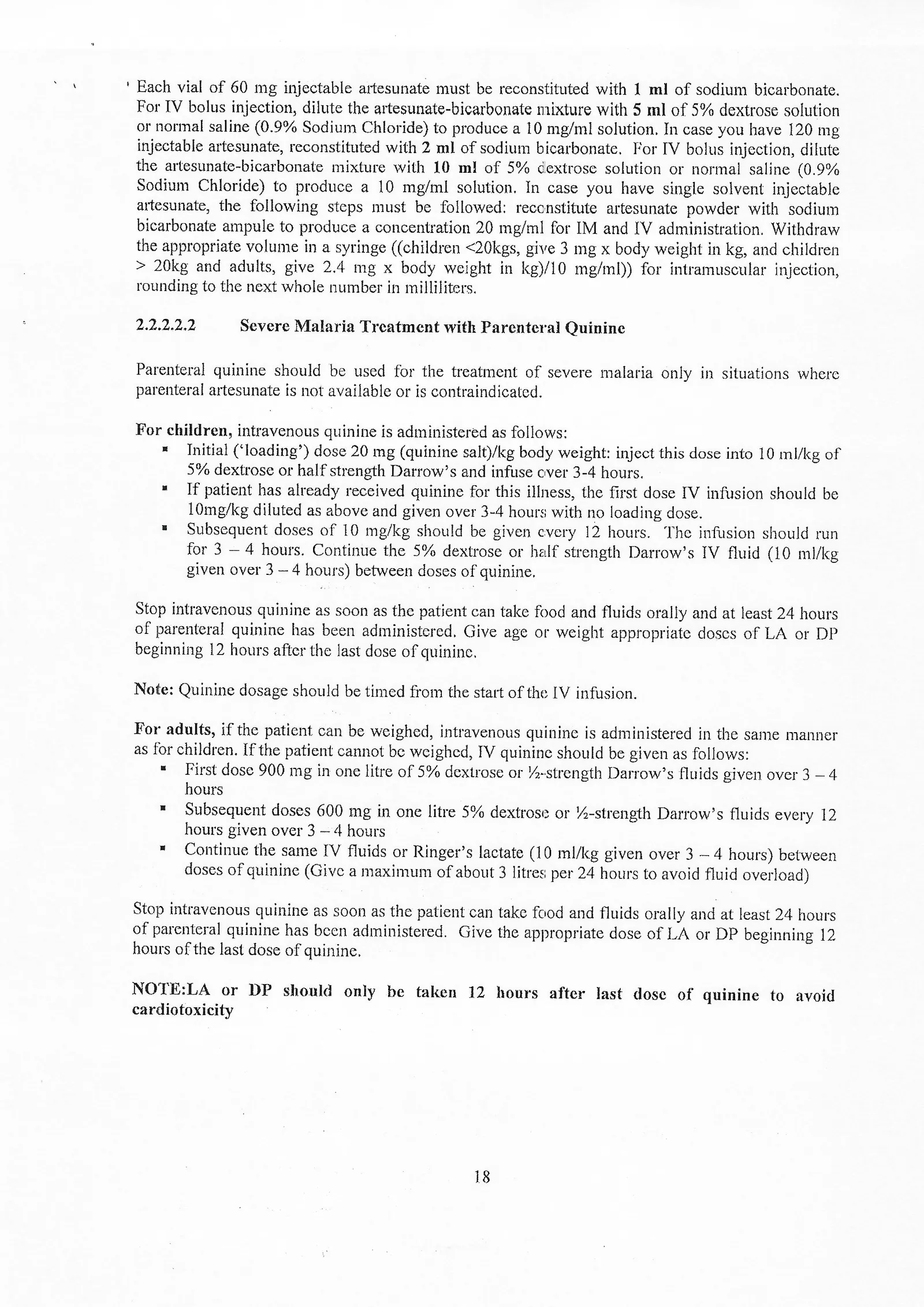 Table 2.8 — Use of 30, 60, 120 mg vials of injectable artesunate to minimize wastage (IM and IV routes)