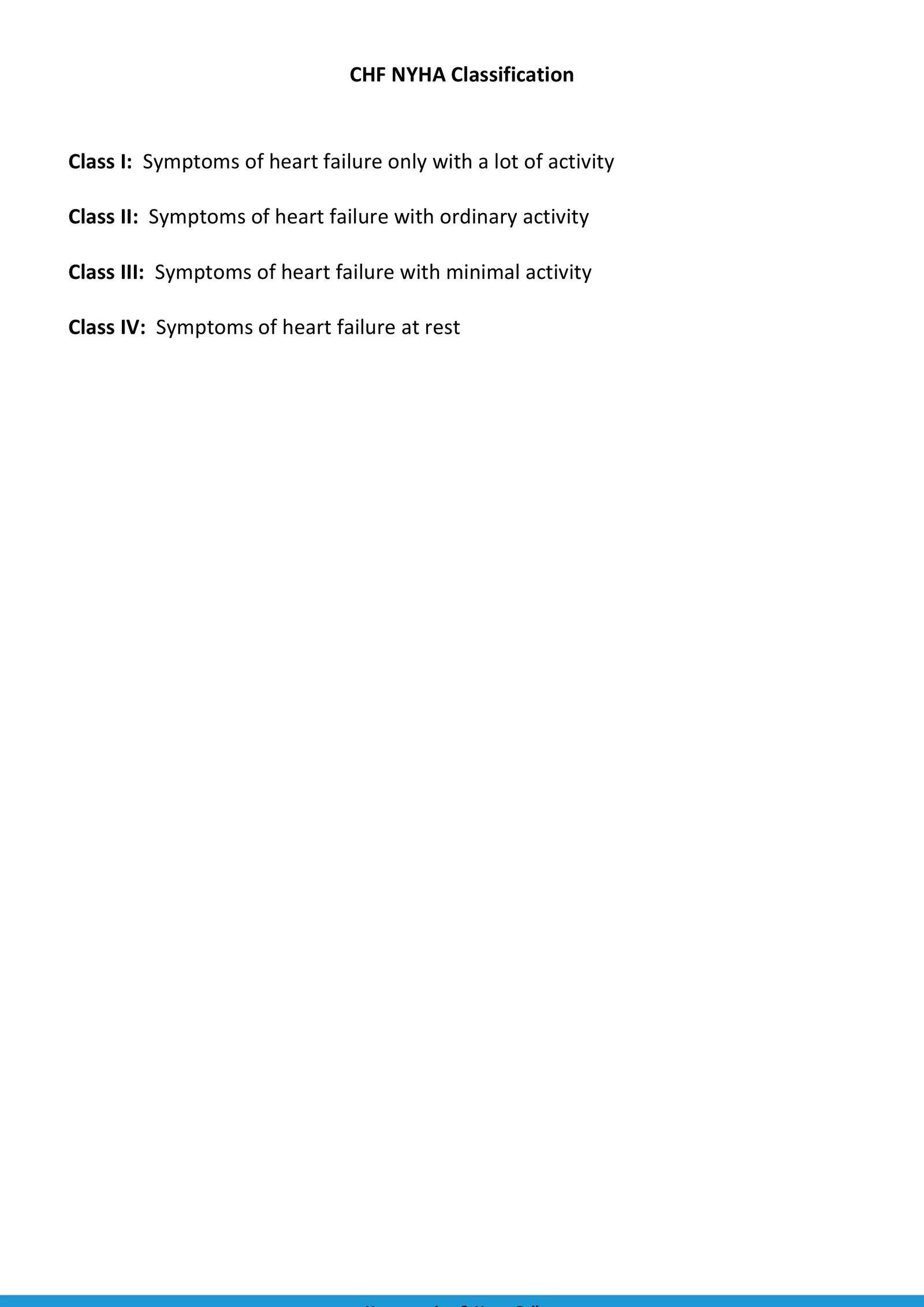 NYHA Classification summary