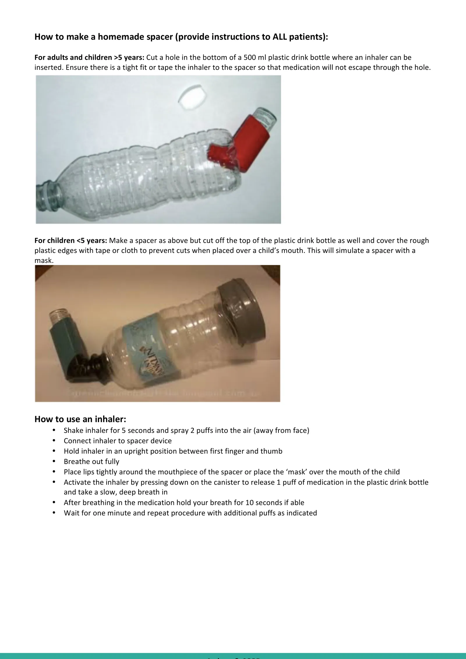 How to make a homemade spacer & inhaler technique