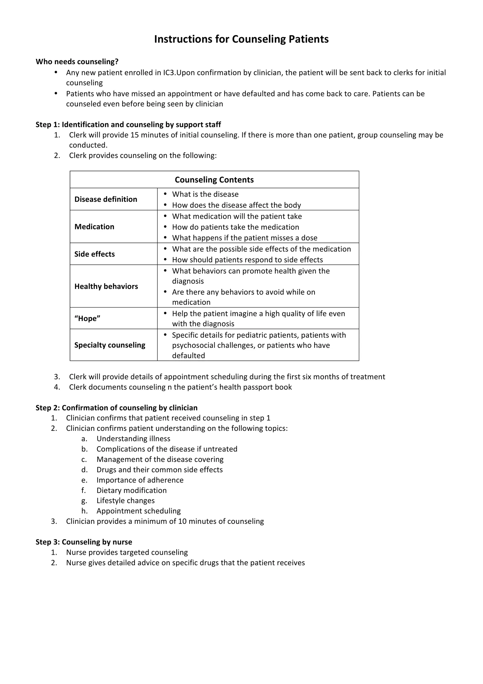 VIA Counseling — instructions for counselors (3/3)